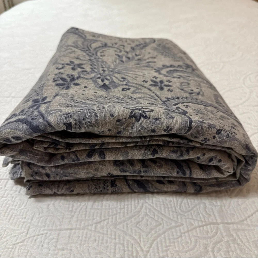 Ethan‎ Allen Queen Duvet Cover Blue Gray Paisley 90